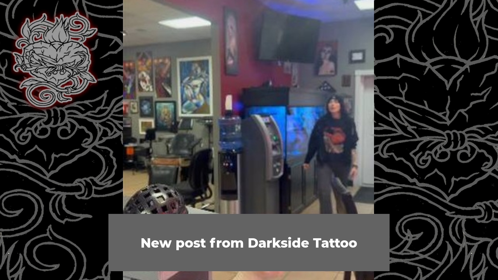 A Playful Moment: Child Engages with Tattoo Machine at Darkside Tattoo